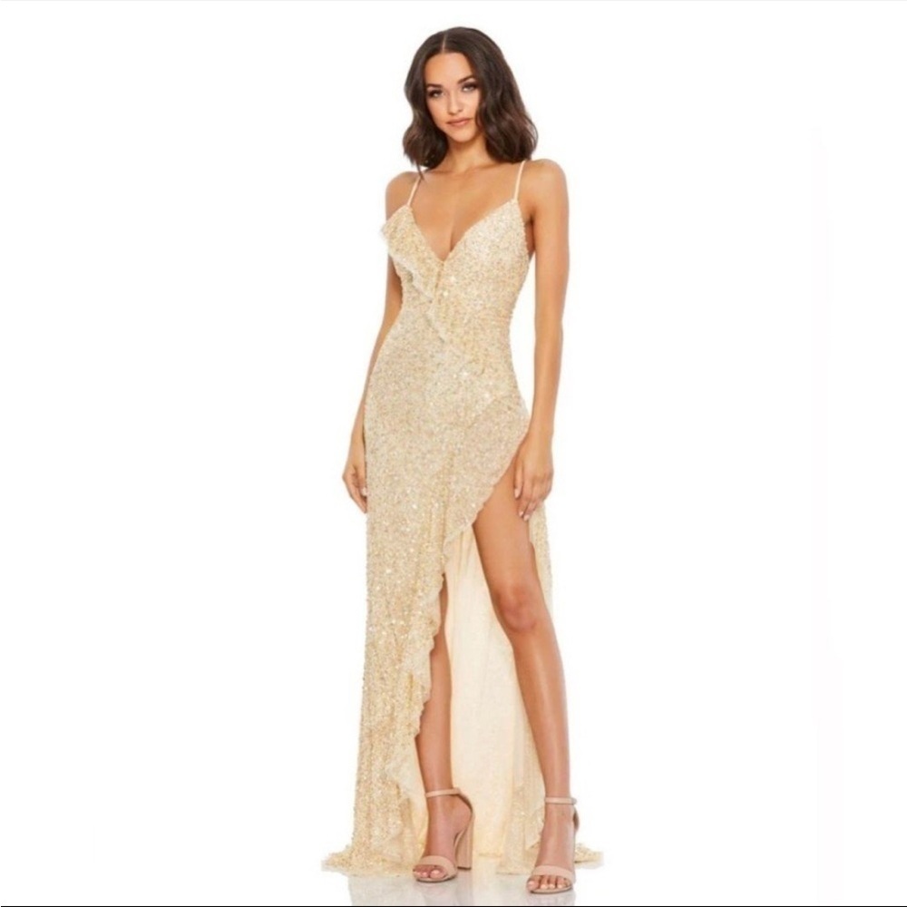 NWT MAC DUGGAL Women’s Sequined Maxi Evening Dress
